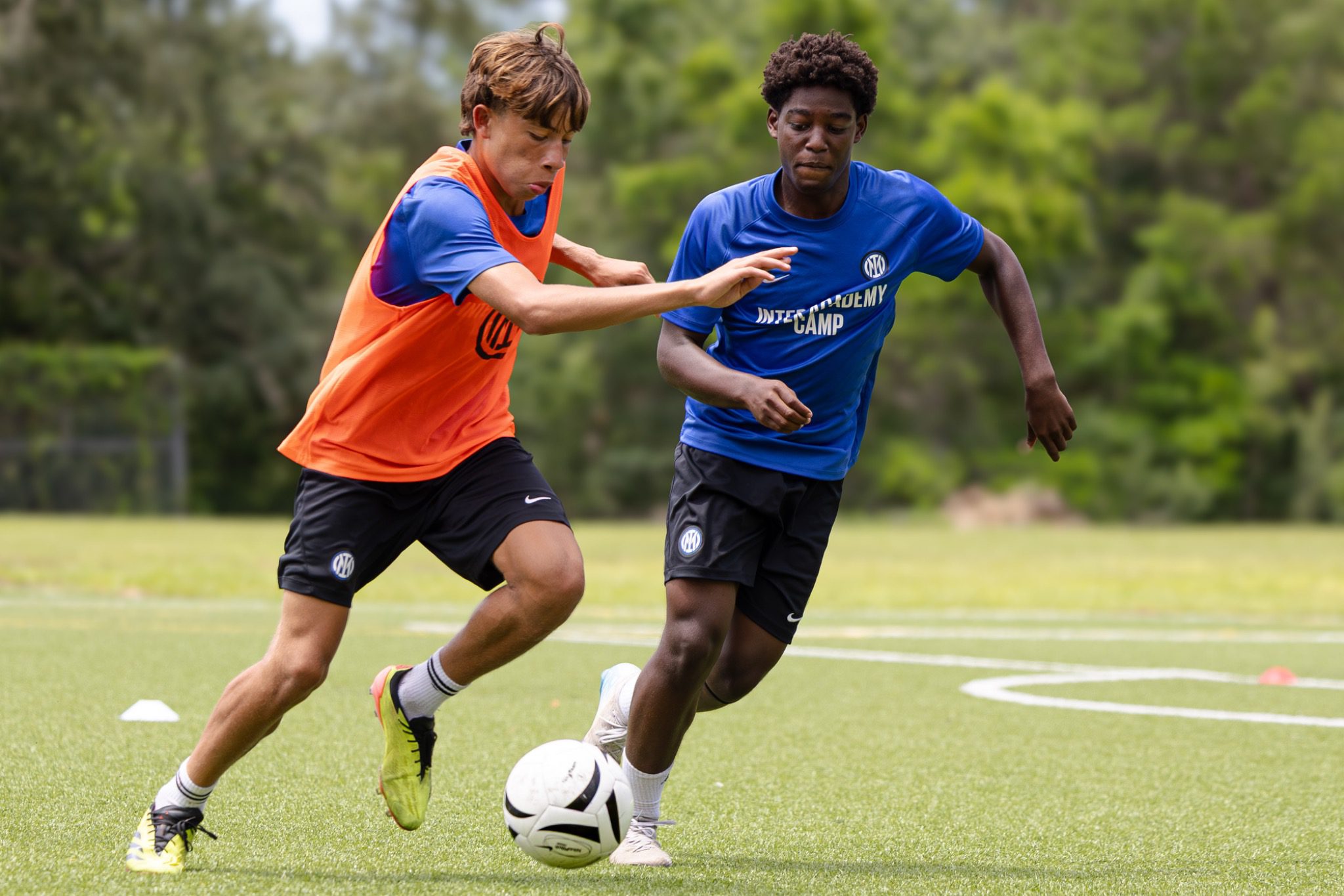Youth soccer players competing in drills at Inter Academy Milan camp in Deltona Florida June 2026